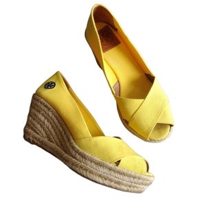 Tory Burch Yellow Filipa Espadrille Wedge Sandal
